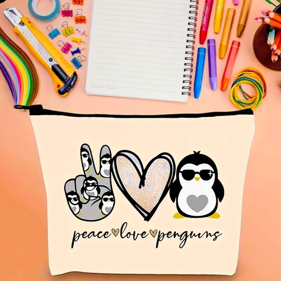 PENGUIN MAKEUP BAGS  NEW CHOICE OF DESIGN  2 SIDED ZIPPER TOP 4 DESIGNS - Picture 9 of 14